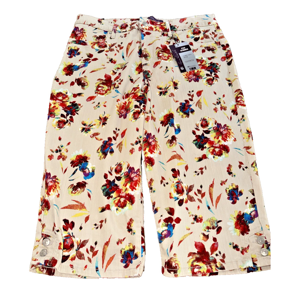 Gloria Vanderbilt Kaia Skimmer Capri Pants Size 16 Floral Mid Rise NWT